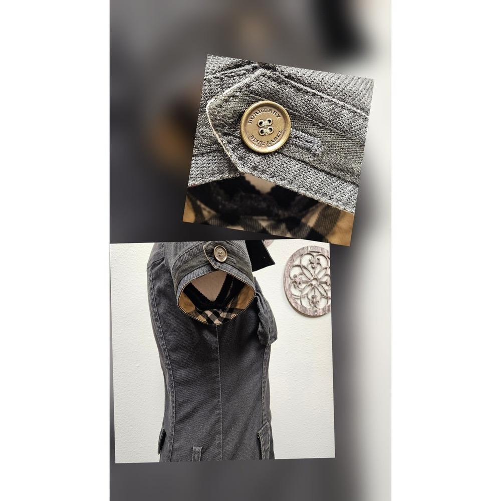 Burberry Blue Label Gray Denim-Style Wool Mini Dress Pouf Sleeve Archive Size 38 - Picture 10 of 16